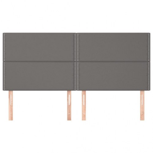 Sengegavl i grå kunstlæder 200 × 5 × 118/128 cm - polstret med nittedetaljer
