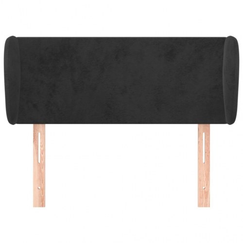 Sengegavl med kanter i fløjl 103 x 23 x 78/88 cm - sort