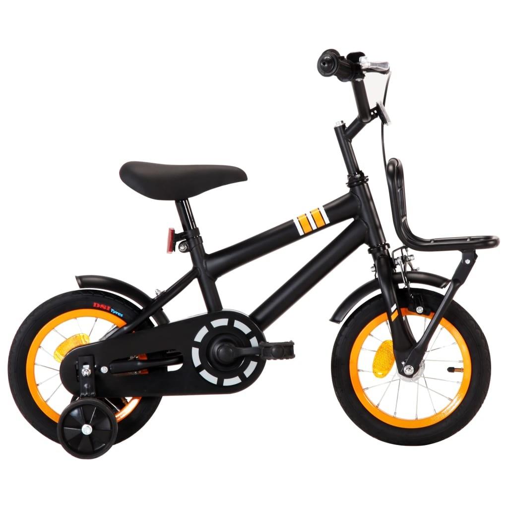 Børnecykel med frontlad 12 tommer sort og orange