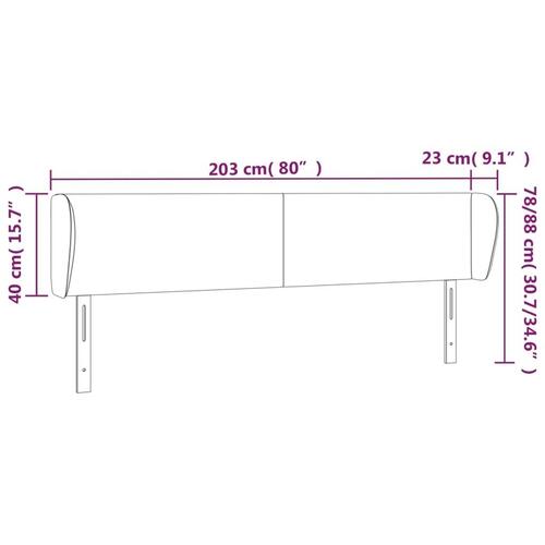 Sengegavl med kanter 203x23x78/88 cm fløjl sort