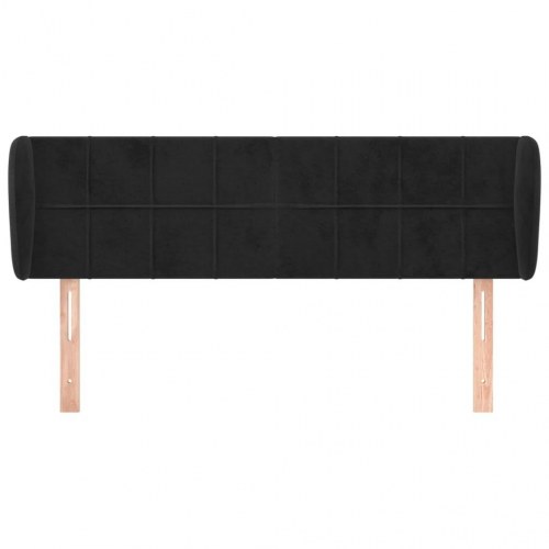 Sengegavl med kanter i fløjl 147 x 23 x 78/88 cm - sort