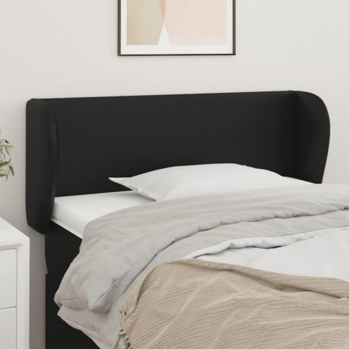 Sengegavl med kanter i kunstlæder 103 x 23 x 78/88 cm - sort