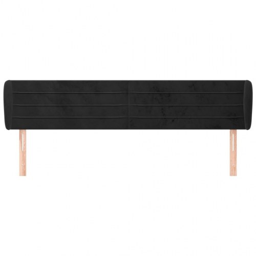 Sengegavl med kanter i fløjl 203 x 23 x 78/88 cm - sort