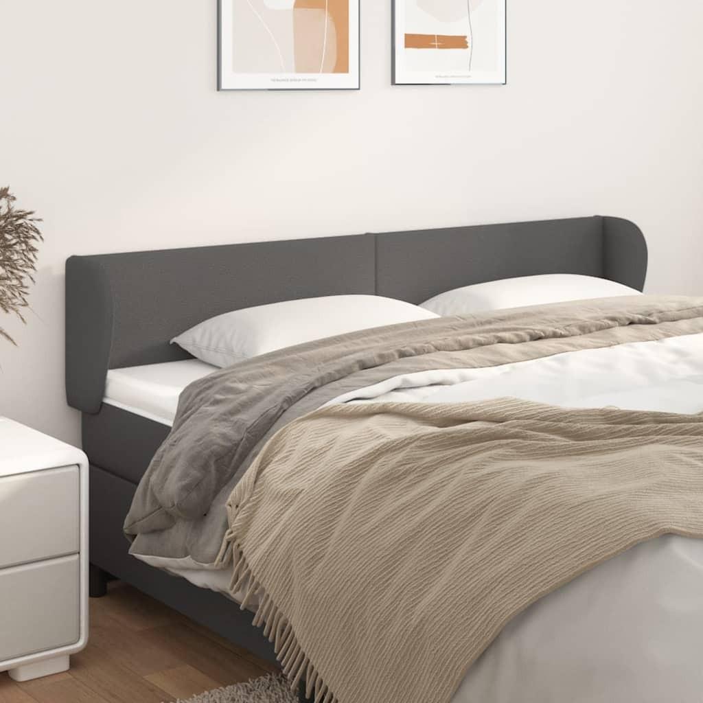 vidaXL sengegavl med kanter 183x23x78/88 cm kunstlæder grå