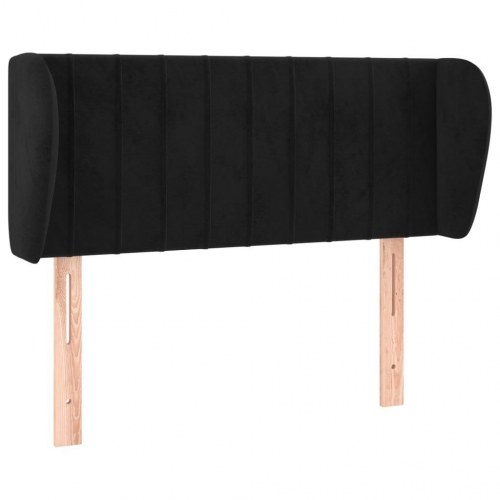 Sengegavl med kanter i fløjl - sort, 93 x 23 x 78/88 cm