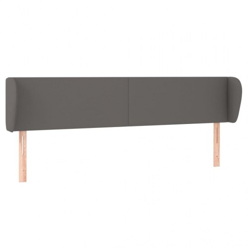 Sengegavl med kanter i kunstlæder 203 x 23 x 78/88 cm - grå