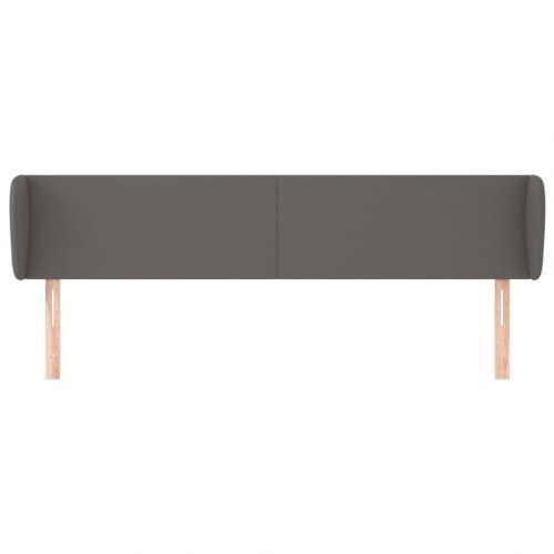 Sengegavl med kanter i kunstlæder 203 x 23 x 78/88 cm - grå