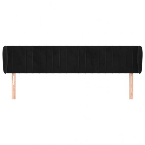 Sengegavl med kanter 163 x 23 x 78/88 cm - sort fløjl