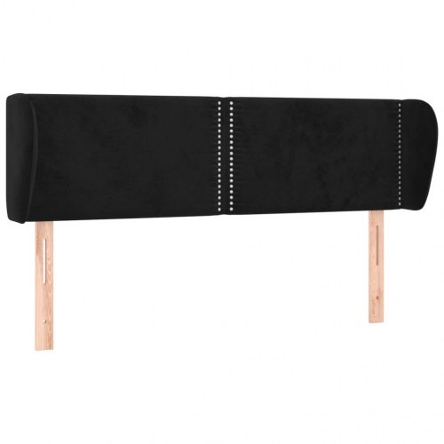 Sengegavl med kanter i fløjl 147 x 23 x 78/88 cm - sort