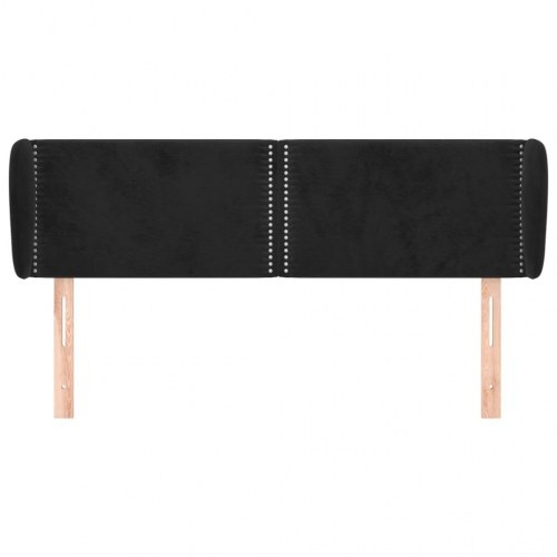 Sengegavl med kanter i fløjl 147 x 23 x 78/88 cm - sort
