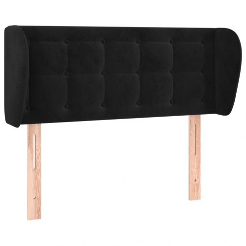 Sengegavl med kanter i fløjl 93 x 23 x 78/88 cm - sort
