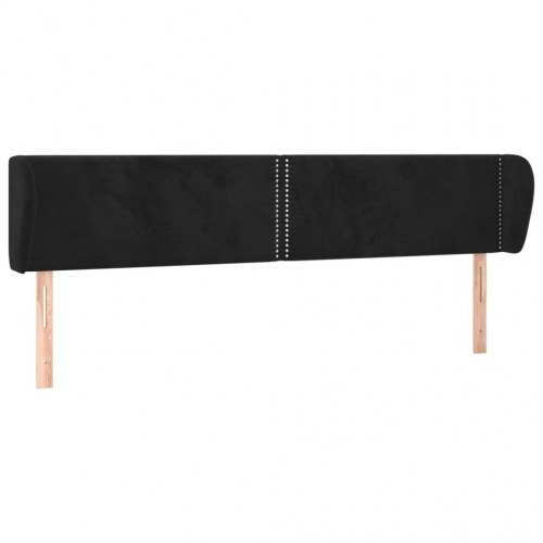 Sengegavl med kanter 203 x 23 x 78/88 cm fløjl - sort