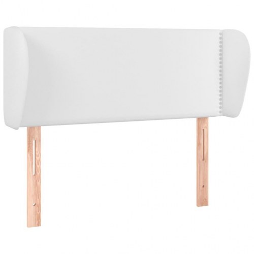 Sengegavl med kanter 83x23x78/88 cm kunstlæder hvid