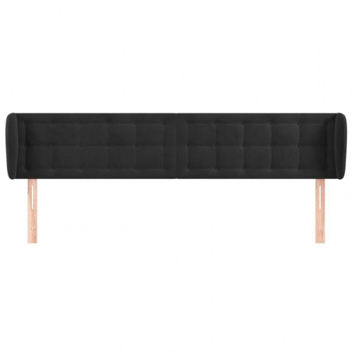Sengegavl med kanter i fløjl 163 x 23 x 78/88 cm - sort