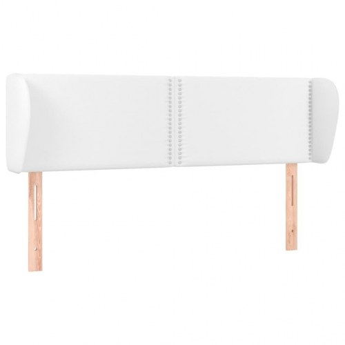 Sengegavl med kanter 147x23x78/88 cm kunstlæder hvid