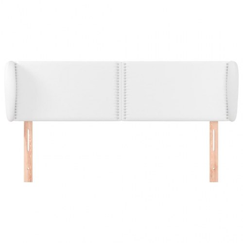 Sengegavl med kanter 147x23x78/88 cm kunstlæder hvid