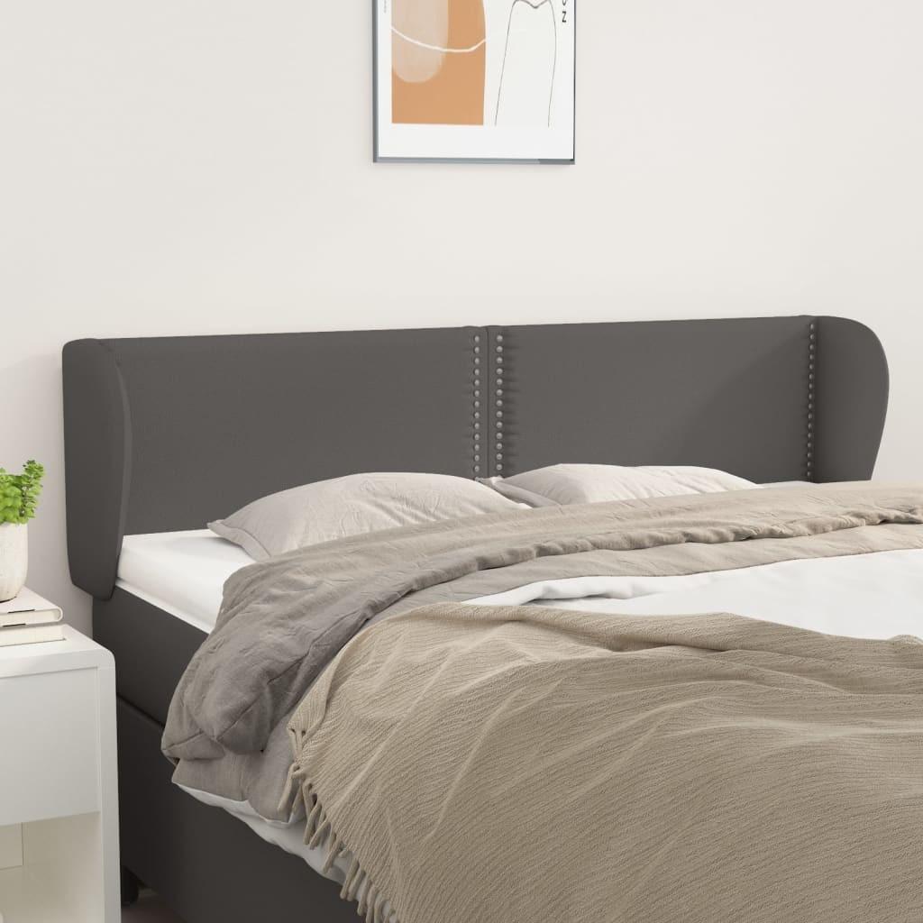 vidaXL sengegavl med kanter 147x23x78/88 cm kunstlæder grå