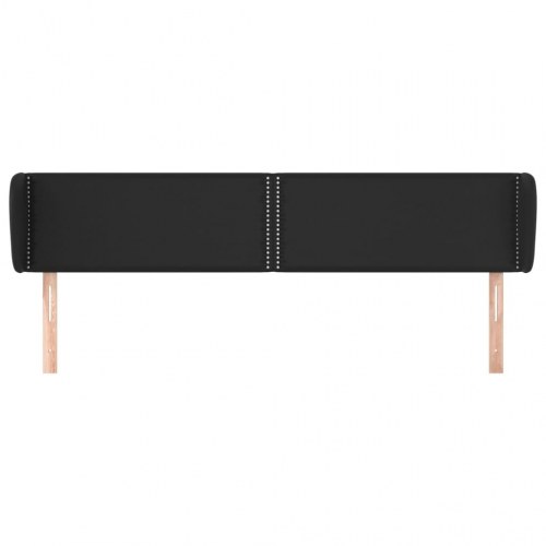 Sengegavl med kanter 163x23x78/88 cm kunstlæder sort