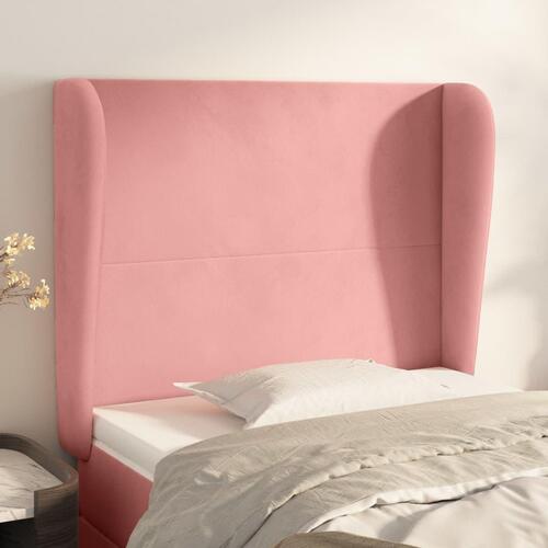 Sengegavl med kanter 83x23x118/128 cm fløjl pink