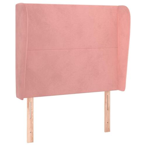 Sengegavl med kanter 83x23x118/128 cm fløjl pink