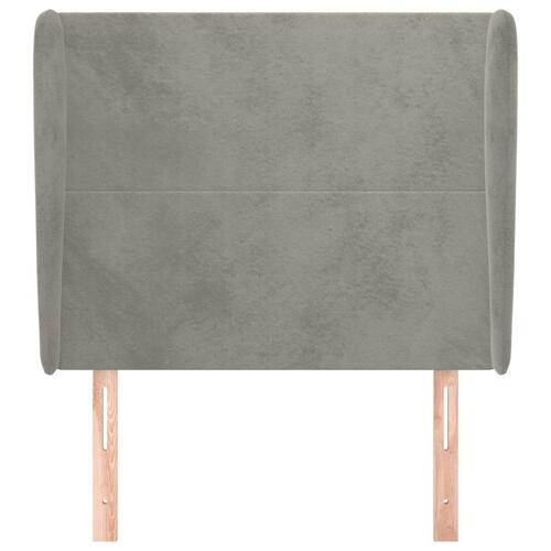Sengegavl med kanter 93x23x118/128 cm fløjl lysegrå
