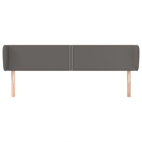 Sengegavl med kanter 183x23x78/88 cm - kunstlæder, grå