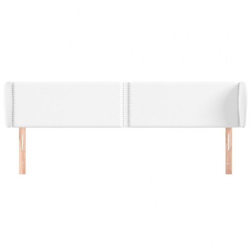 Sengegavl med kanter 203 x 23 x 78/88 cm kunstlæder - hvid