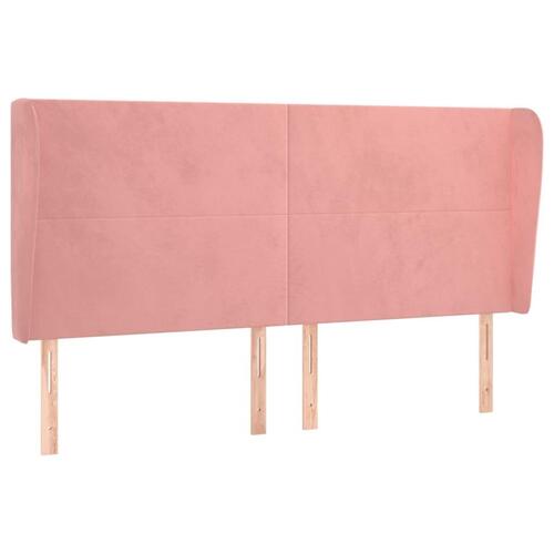 Sengegavl med kanter 163x23x118/128 cm fløjl lyserød