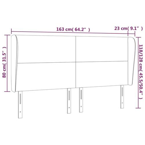 Sengegavl med kanter 163x23x118/128 cm fløjl lyserød