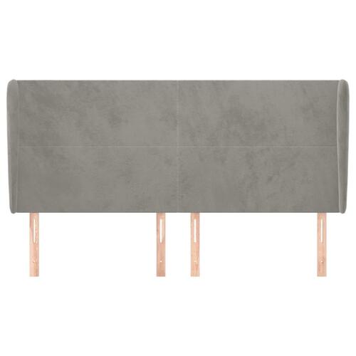 Sengegavl med kanter 183x23x118/128 cm fløjl lysegrå
