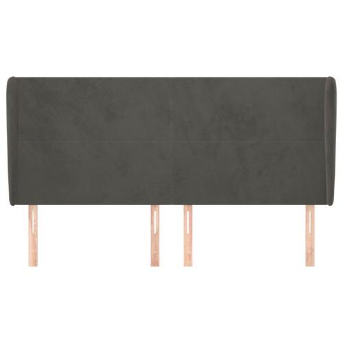 Sengegavl med kanter 183x23x118/128 cm fløjl mørkegrå
