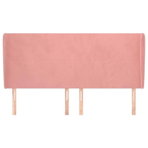 Sengegavl med kanter 183x23x118/128 cm fløjl lyserød