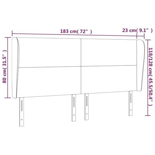 Sengegavl med kanter 183x23x118/128 cm fløjl lyserød
