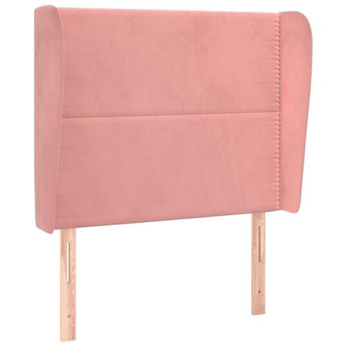 Sengegavl med kanter 93x23x118/128 cm fløjl lyserød