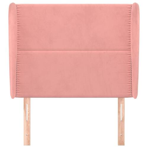 Sengegavl med kanter 93x23x118/128 cm fløjl lyserød