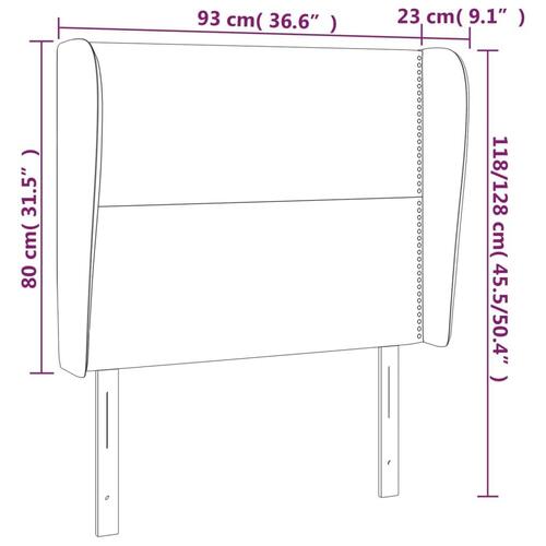 Sengegavl med kanter 93x23x118/128 cm fløjl lyserød