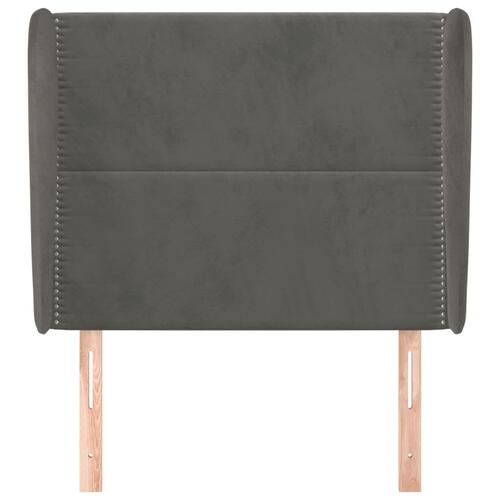 Sengegavl med kanter 103x23x118/128 cm fløjl mørkegrå
