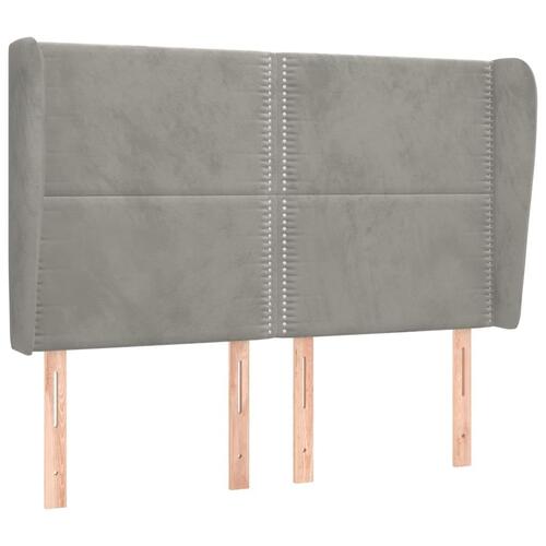 Sengegavl med kanter 147x23x118/128 cm fløjl lysegrå