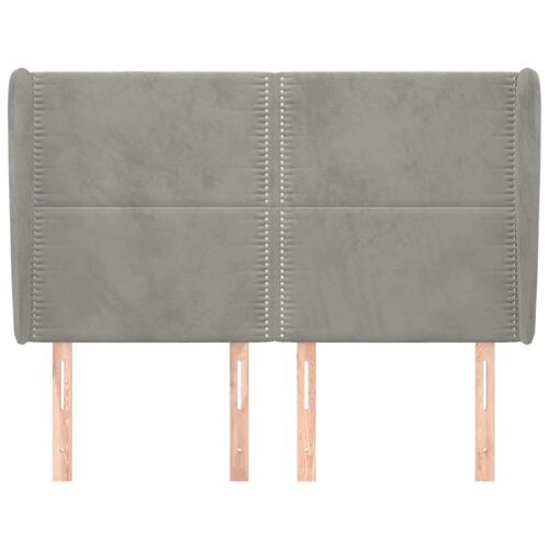 Sengegavl med kanter 147x23x118/128 cm fløjl lysegrå