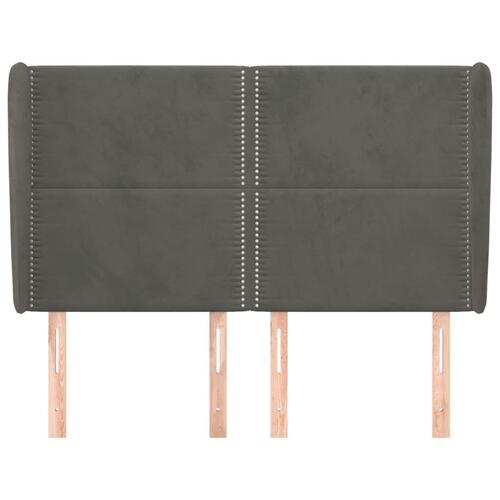 Sengegavl med kanter 147x23x118/128 cm fløjl mørkegrå