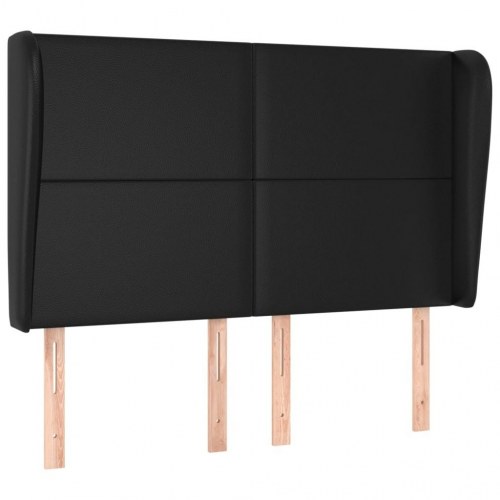 Sengegavl med kanter 147 x 23 x 118/128 cm - sort
