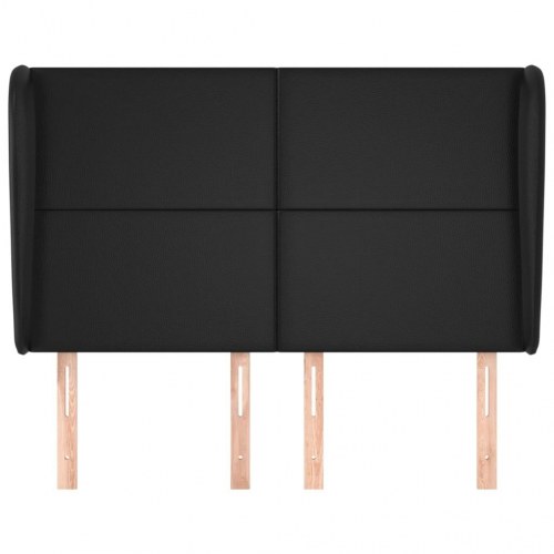 Sengegavl med kanter 147 x 23 x 118/128 cm - sort