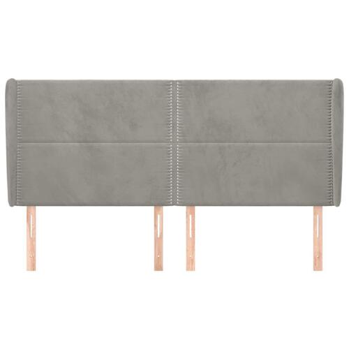 Sengegavl med kanter 203x23x118/128 cm fløjl lysegrå