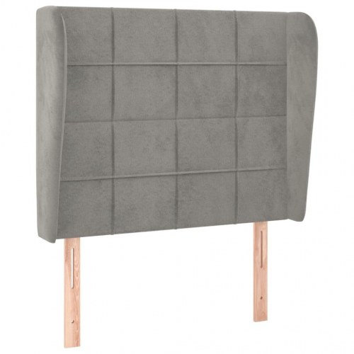 Sengegavl med kanter i fløjl 83 x 23 x 118/128 cm - lysegrå
