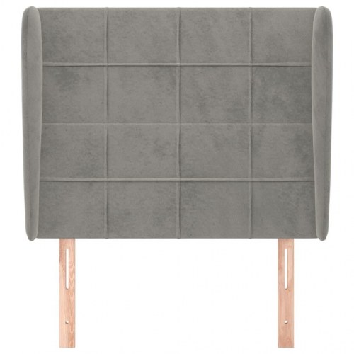 Sengegavl med kanter i fløjl 83 x 23 x 118/128 cm - lysegrå