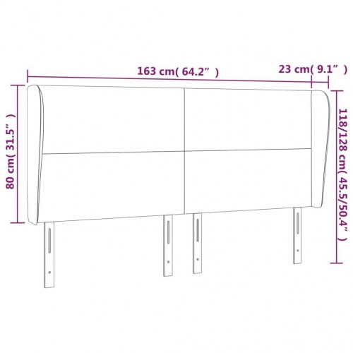 Sengegavl med kanter 163 x 23 x 118/128 cm - hvid
