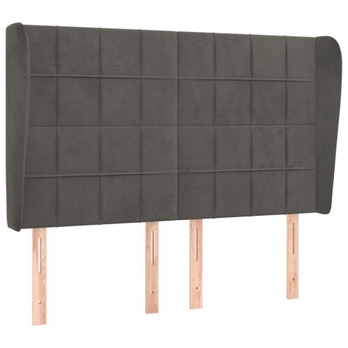 Sengegavl med kanter 147 x 23 x 118/128 cm - mørkegrå