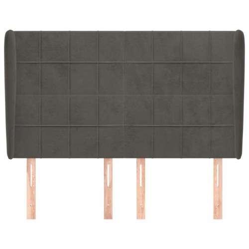 Sengegavl med kanter 147 x 23 x 118/128 cm - mørkegrå
