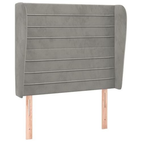 Sengegavl med kanter 103x23x118/128 cm fløjl lysegrå