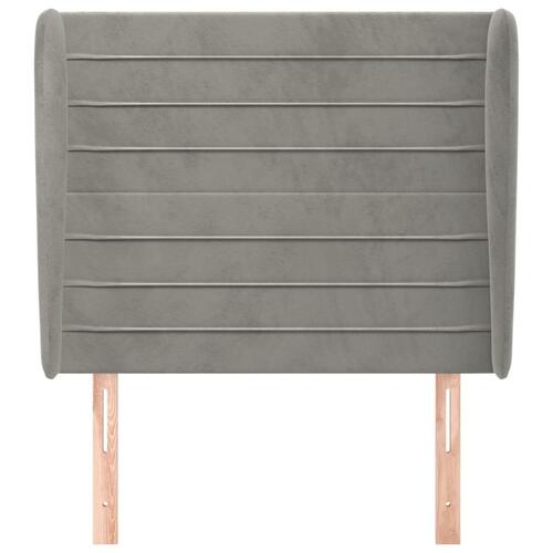 Sengegavl med kanter 103x23x118/128 cm fløjl lysegrå